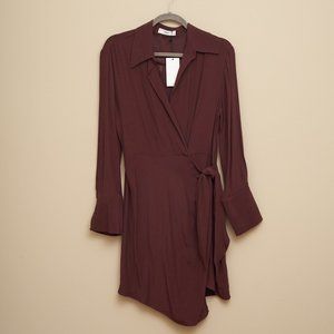 MANGO Bow wrap dress Brown Size US4 Small